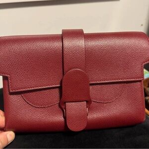 Senreve Burgundy Leather Crossbody Clutch - Classic Structured Design